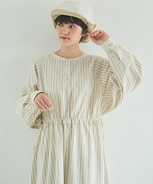 Crisp（クリスプ）の「ウエストフリルストライプワンピース（ワンピース・レディース・ブラック/ネイビー/グリーン・FREE）」の13枚目の写真