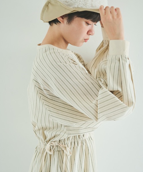 Crisp（クリスプ）の「ウエストフリルストライプワンピース（ワンピース・レディース・ブラック/ネイビー/グリーン・FREE）」の14枚目の写真