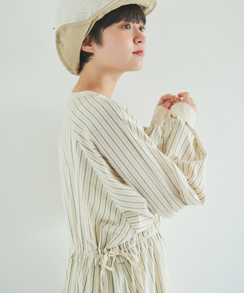 Crisp（クリスプ）の「ウエストフリルストライプワンピース（ワンピース・レディース・ブラック/ネイビー/グリーン・FREE）」の15枚目の写真