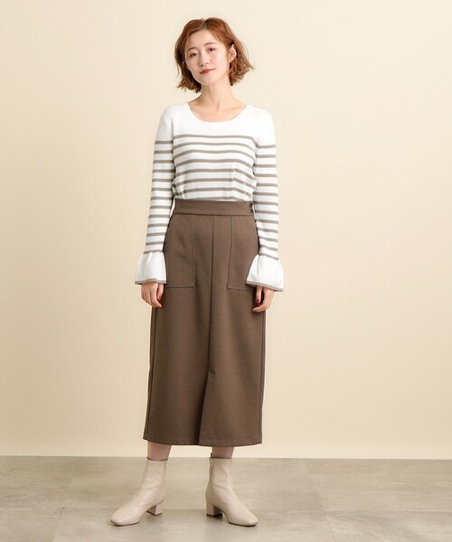 grove（グローブ）の「◆【美人百花2月号掲載】コーデのアクセントに♪ボーダーニットプルオーバー（ニット/セーター・レディース・ベージュ系1/ブラック系1/ネイビー系1・02/03/04/01/05）」の4枚目の写真