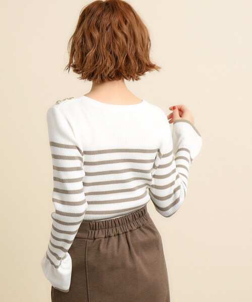 grove（グローブ）の「◆【美人百花2月号掲載】コーデのアクセントに♪ボーダーニットプルオーバー（ニット/セーター・レディース・ベージュ系1/ブラック系1/ネイビー系1・02/03/04/01/05）」の21枚目の写真