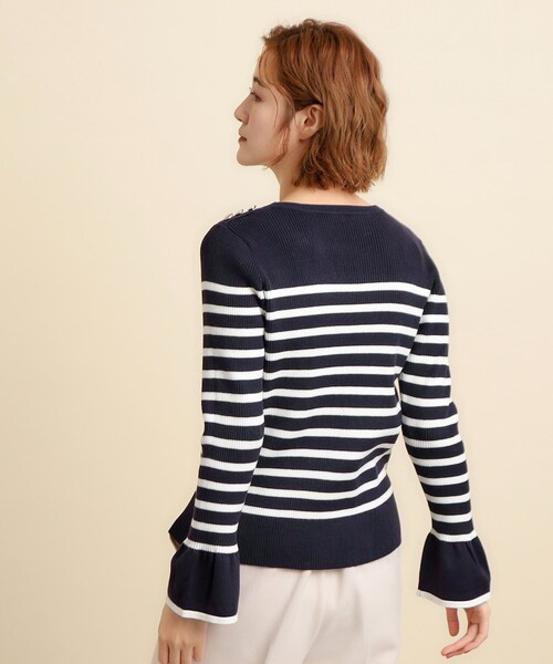 grove（グローブ）の「◆【美人百花2月号掲載】コーデのアクセントに♪ボーダーニットプルオーバー（ニット/セーター・レディース・ベージュ系1/ブラック系1/ネイビー系1・02/03/04/01/05）」の18枚目の写真