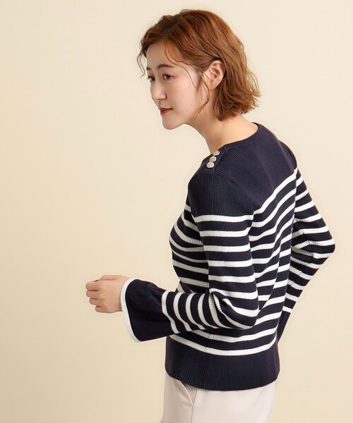 grove（グローブ）の「◆【美人百花2月号掲載】コーデのアクセントに♪ボーダーニットプルオーバー（ニット/セーター・レディース・ベージュ系1/ブラック系1/ネイビー系1・02/03/04/01/05）」の17枚目の写真