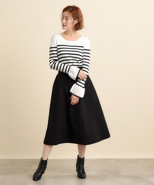 grove（グローブ）の「◆【美人百花2月号掲載】コーデのアクセントに♪ボーダーニットプルオーバー（ニット/セーター・レディース・ベージュ系1/ブラック系1/ネイビー系1・02/03/04/01/05）」の15枚目の写真