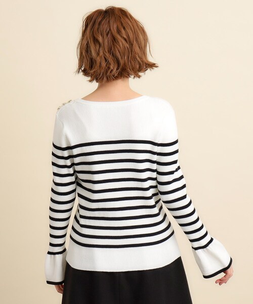 grove（グローブ）の「◆【美人百花2月号掲載】コーデのアクセントに♪ボーダーニットプルオーバー（ニット/セーター・レディース・ベージュ系1/ブラック系1/ネイビー系1・02/03/04/01/05）」の9枚目の写真