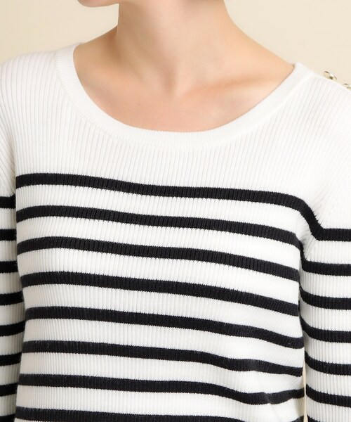 grove（グローブ）の「◆【美人百花2月号掲載】コーデのアクセントに♪ボーダーニットプルオーバー（ニット/セーター・レディース・ベージュ系1/ブラック系1/ネイビー系1・02/03/04/01/05）」の8枚目の写真