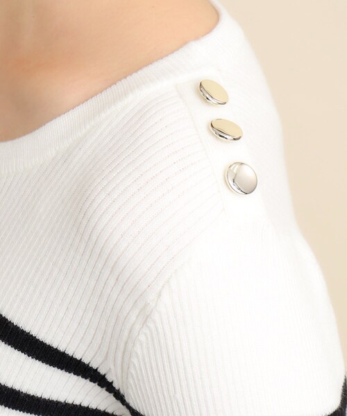 grove（グローブ）の「◆【美人百花2月号掲載】コーデのアクセントに♪ボーダーニットプルオーバー（ニット/セーター・レディース・ベージュ系1/ブラック系1/ネイビー系1・02/03/04/01/05）」の7枚目の写真