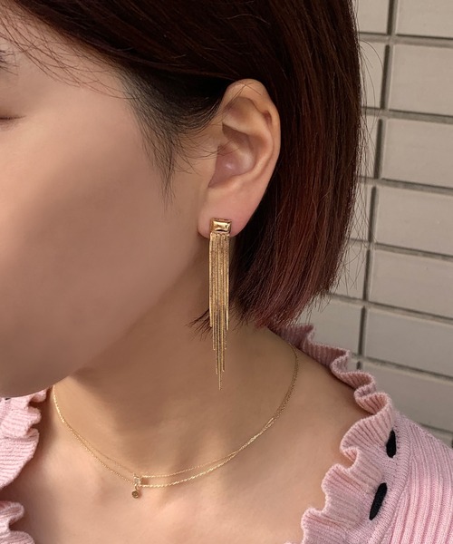 amplis（アンプリス）の「メタルフリンジスウィングピアス/swing pierce（ピアス（両耳用）・レディース・シルバー/イエローゴールド・FREE）」の2枚目の写真