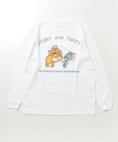 Tom＆Jerry（トムアンドジェリー）の「【公式】トムとジェリー　ロンT　ジェリーとタフィー（Tシャツ/カットソー・レディース・ホワイト・XL/L）」の4枚目の写真