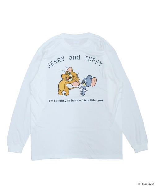 Tom＆Jerry（トムアンドジェリー）の「【公式】トムとジェリー　ロンT　ジェリーとタフィー（Tシャツ/カットソー・レディース・ホワイト・XL/L）」の2枚目の写真