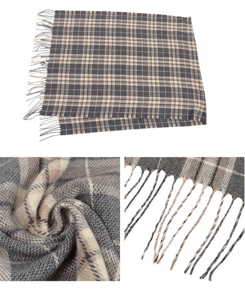 KOBE LETTUCE（コウベレタス）の「チェック柄大判ストール（ストール/ショール・レディース・ネイビー系/ホワイト系その他/ブラウン系その他/グレー系その他/ブラック×グレー・FREE）」の8枚目の写真