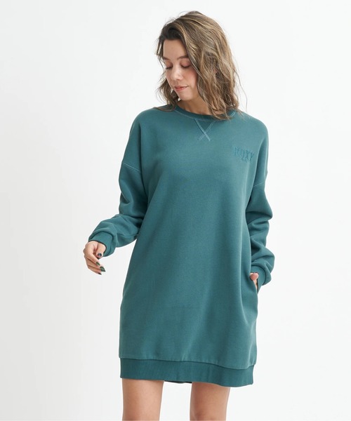 ROXY(ロキシー)の「JIVY DRESS/ロキシードロップショルダーリラックスシルエットスウェットワンピース(ワンピース・レディース・ブラック/グレー/グリーン・MEDIUM/SMALL/LARGE)」の3枚目の写真