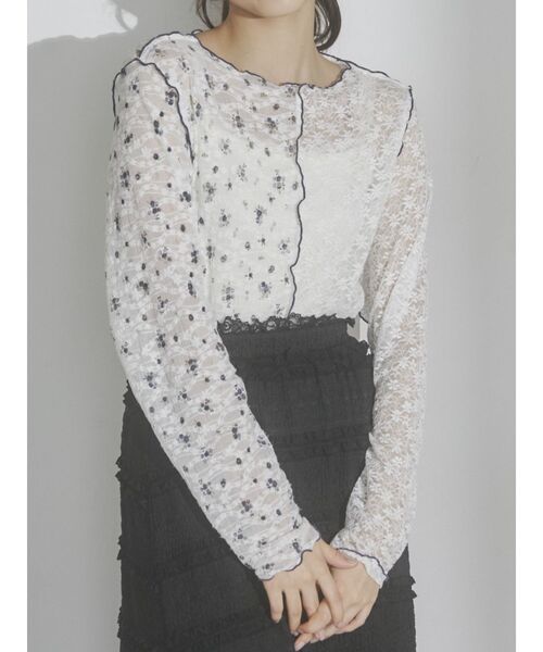 merry jenny（メリージェニー）の「レースコンビメロウTOPS（Tシャツ/カットソー・レディース・ピンク/オフホワイト/アイボリー・FREE）」の19枚目の写真