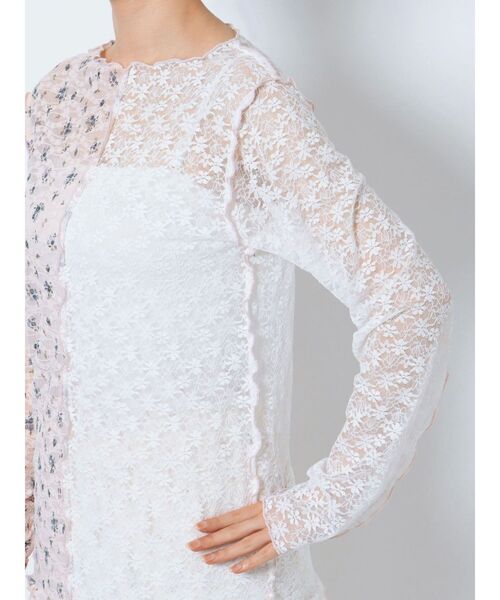 merry jenny（メリージェニー）の「レースコンビメロウTOPS（Tシャツ/カットソー・レディース・ピンク/オフホワイト/アイボリー・FREE）」の12枚目の写真