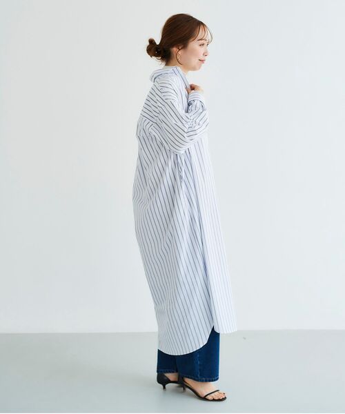 le.coeur blanc（ルクールブラン）の「ストライプスキッパーシャツワンピース（シャツワンピース・レディース・ブルー系その他4/ブルー系その他2/ホワイト系その他・38）」の5枚目の写真