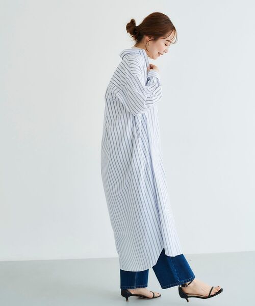 le.coeur blanc（ルクールブラン）の「ストライプスキッパーシャツワンピース（シャツワンピース・レディース・ブルー系その他4/ブルー系その他2/ホワイト系その他・38）」の6枚目の写真
