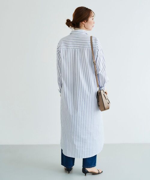 le.coeur blanc（ルクールブラン）の「ストライプスキッパーシャツワンピース（シャツワンピース・レディース・ブルー系その他4/ブルー系その他2/ホワイト系その他・38）」の7枚目の写真