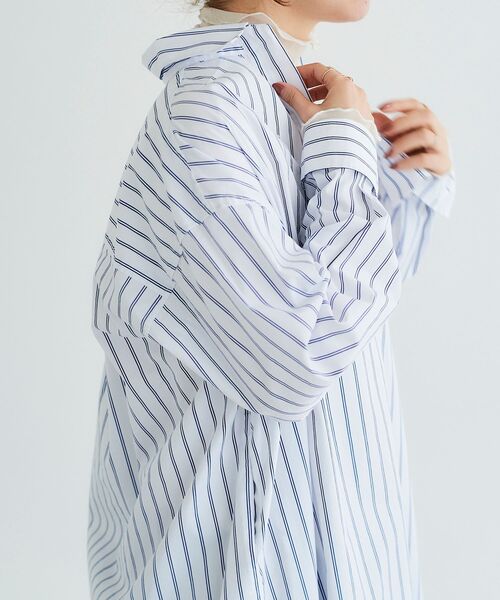 le.coeur blanc（ルクールブラン）の「ストライプスキッパーシャツワンピース（シャツワンピース・レディース・ブルー系その他4/ブルー系その他2/ホワイト系その他・38）」の11枚目の写真