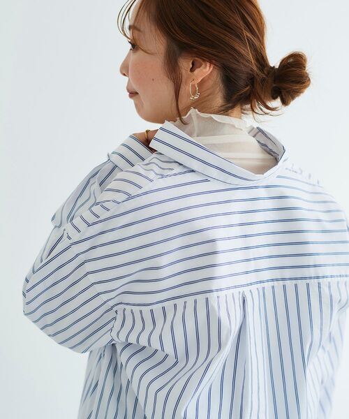le.coeur blanc（ルクールブラン）の「ストライプスキッパーシャツワンピース（シャツワンピース・レディース・ブルー系その他4/ブルー系その他2/ホワイト系その他・38）」の13枚目の写真