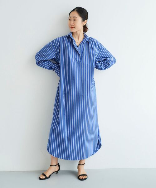 le.coeur blanc（ルクールブラン）の「ストライプスキッパーシャツワンピース（シャツワンピース・レディース・ブルー系その他4/ブルー系その他2/ホワイト系その他・38）」の15枚目の写真