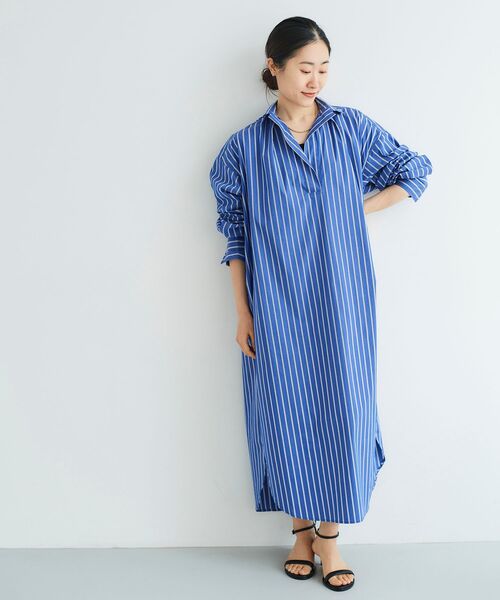 le.coeur blanc（ルクールブラン）の「ストライプスキッパーシャツワンピース（シャツワンピース・レディース・ブルー系その他4/ブルー系その他2/ホワイト系その他・38）」の16枚目の写真