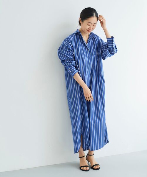 le.coeur blanc（ルクールブラン）の「ストライプスキッパーシャツワンピース（シャツワンピース・レディース・ブルー系その他4/ブルー系その他2/ホワイト系その他・38）」の17枚目の写真