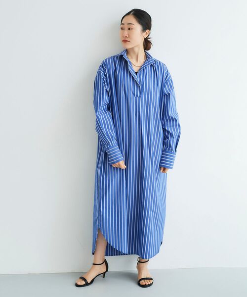 le.coeur blanc（ルクールブラン）の「ストライプスキッパーシャツワンピース（シャツワンピース・レディース・ブルー系その他4/ブルー系その他2/ホワイト系その他・38）」の18枚目の写真