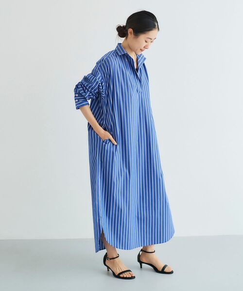 le.coeur blanc（ルクールブラン）の「ストライプスキッパーシャツワンピース（シャツワンピース・レディース・ブルー系その他4/ブルー系その他2/ホワイト系その他・38）」の22枚目の写真