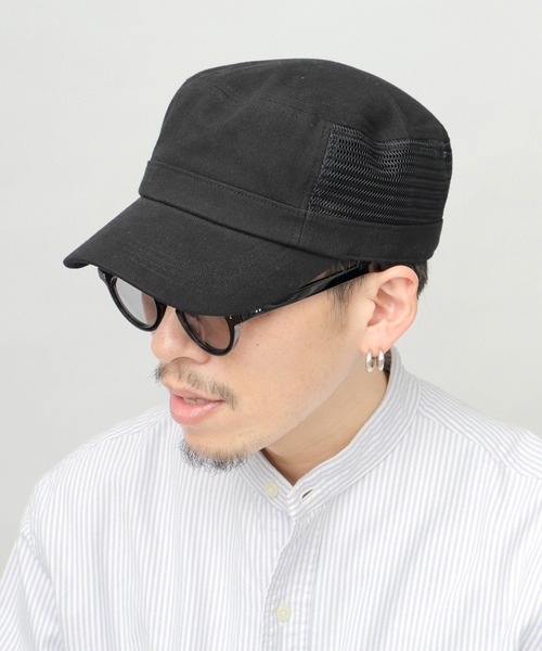 セール】サイドパネルメッシュ コットン ワークキャップ