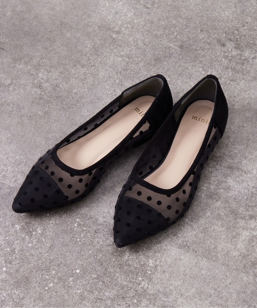 Chez toi（シェトワ）の「チュールフラットシューズ（パンプス・レディース・ブラック/ブラック系その他/ベージュ・S/M/L）」の3枚目の写真