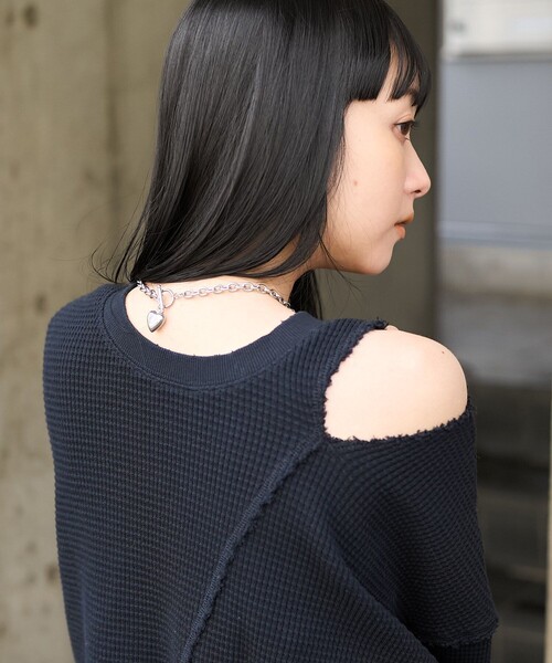セール】ダメージ ワッフルプルオーバー（Tシャツ/カットソー