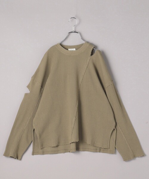 セール】ダメージ ワッフルプルオーバー（Tシャツ/カットソー