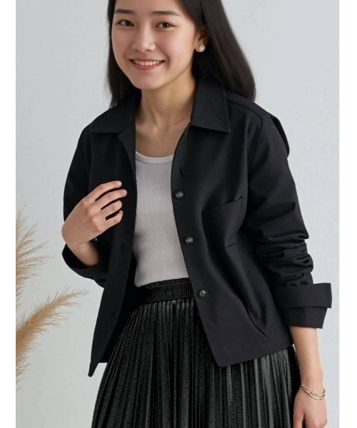 Edit Sheen（エディットシーン）の「開襟オーバーシャツ（シャツ/ブラウス・レディース・ベージュ/ブラック・M）」の2枚目の写真