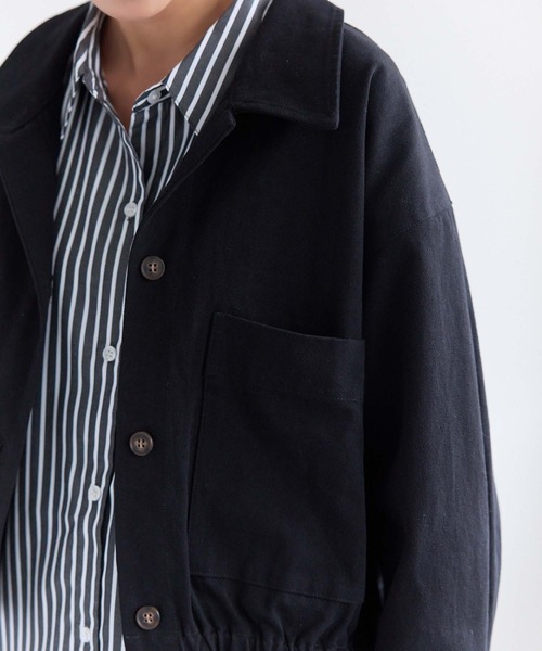 Edit Sheen（エディットシーン）の「開襟オーバーシャツ（シャツ/ブラウス・レディース・ベージュ/ブラック・M）」の11枚目の写真