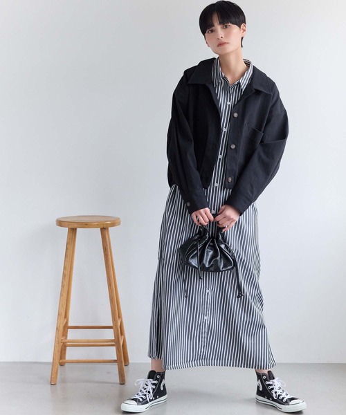 Edit Sheen（エディットシーン）の「開襟オーバーシャツ（シャツ/ブラウス・レディース・ベージュ/ブラック・M）」の12枚目の写真