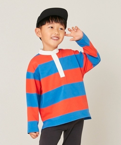 and D. petit main（アンドディープティマイン）の「スタンドネックラガー長袖シャツ（Tシャツ/カットソー・キッズ・ライトグレー/ブラック/ブルー・120cm/110cm/100cm/90cm/130cm）」の3枚目の写真