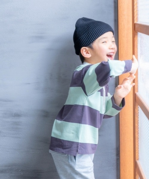 and D. petit main（アンドディープティマイン）の「スタンドネックラガー長袖シャツ（Tシャツ/カットソー・キッズ・ライトグレー/ブラック/ブルー・120cm/110cm/100cm/90cm/130cm）」の18枚目の写真