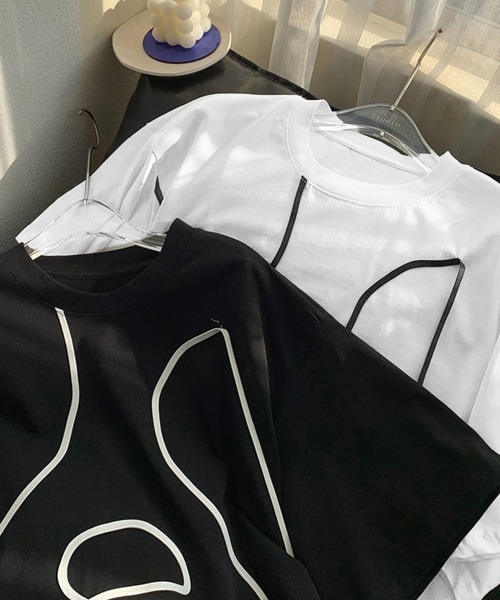 Miniministore（ミニミニストア）の「ロングTシャツ レディース半袖チュニック（Tシャツ/カットソー・レディース・ホワイト/ブラック・FREE）」の19枚目の写真