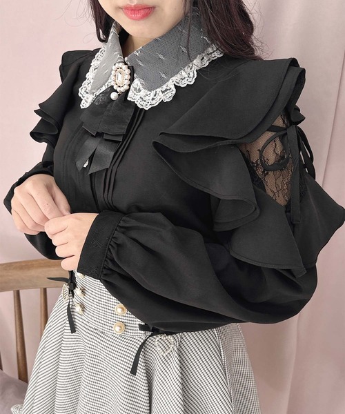 ROJITA（ロジータ）の「レースカラーラッフルショルダーブラウス（シャツ/ブラウス・レディース・ブラック/ホワイト/ピンク・FREE）」の18枚目の写真