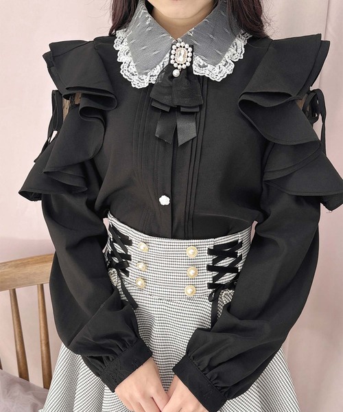 ROJITA（ロジータ）の「レースカラーラッフルショルダーブラウス（シャツ/ブラウス・レディース・ブラック/ホワイト/ピンク・FREE）」の19枚目の写真