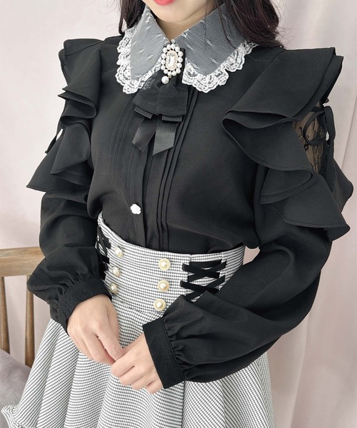 ROJITA（ロジータ）の「レースカラーラッフルショルダーブラウス（シャツ/ブラウス・レディース・ブラック/ホワイト/ピンク・FREE）」の20枚目の写真