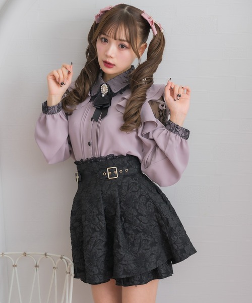 ROJITA（ロジータ）の「レースカラーラッフルショルダーブラウス（シャツ/ブラウス・レディース・ブラック/ホワイト/ピンク・FREE）」の10枚目の写真