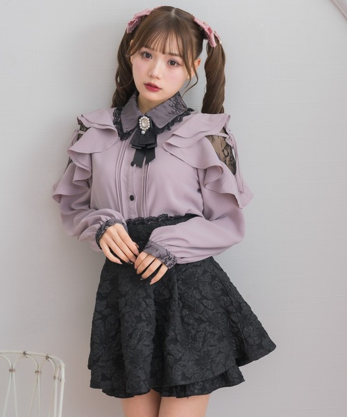 ROJITA（ロジータ）の「レースカラーラッフルショルダーブラウス（シャツ/ブラウス・レディース・ブラック/ホワイト/ピンク・FREE）」の11枚目の写真