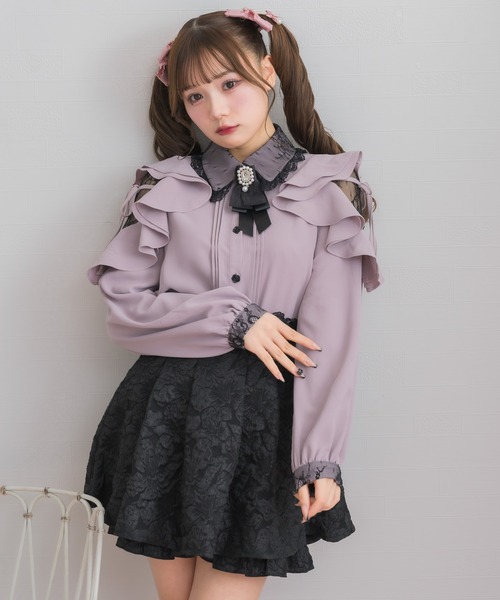 ROJITA（ロジータ）の「レースカラーラッフルショルダーブラウス（シャツ/ブラウス・レディース・ブラック/ホワイト/ピンク・FREE）」の12枚目の写真