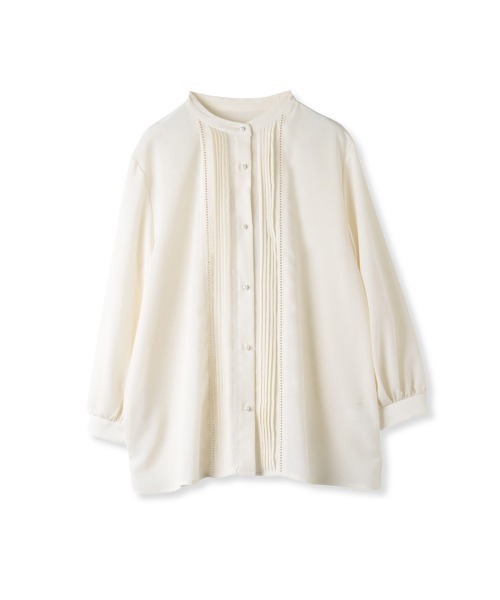 ketty(ケティ)の「パールボタンジョーゼットタックブラウス ≪手洗い可能≫(シャツ/ブラウス・レディース・ベージュ/オフホワイト/ブルー/ブラック・M)」の2枚目の写真