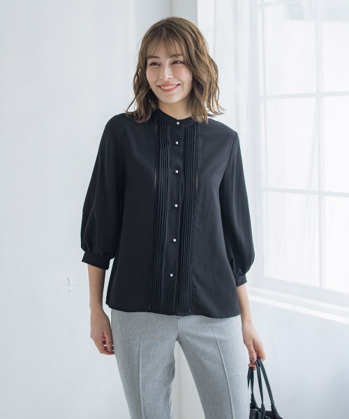 ketty(ケティ)の「パールボタンジョーゼットタックブラウス ≪手洗い可能≫(シャツ/ブラウス・レディース・ベージュ/オフホワイト/ブルー/ブラック・M)」の18枚目の写真