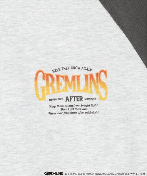 VENCEEXCHANGE(ヴァンスエクスチェンジ)の「GREMLINS グレムリン ラグランプリントTシャツ(Tシャツ/カットソー・メンズ・ホワイト/ブラック/ライトグレー・LL/L/M)」の8枚目の写真