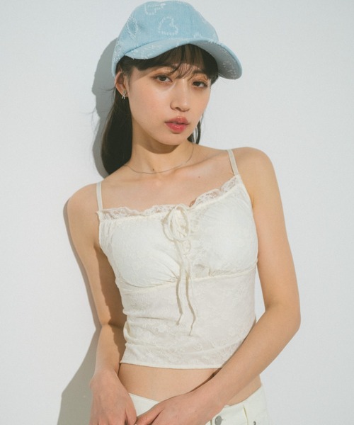 VANNIE U(ヴァニーユー)の「ハートカットデニムキャップ(キャップ・レディース・ブルー/ライトブルー・FREE)」の9枚目の写真