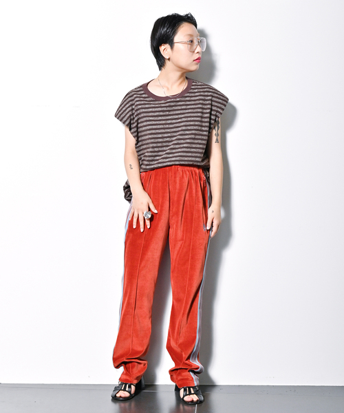 セール】KURO 別注 POWER SHOULDER SOLID N/S Tシャツ[BORDER]（T  