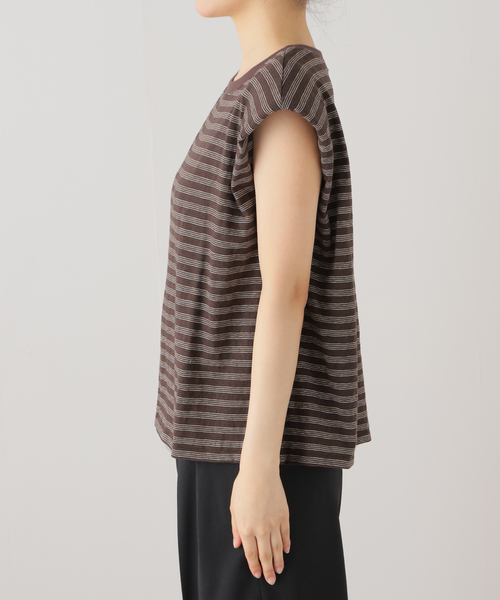 セール】KURO 別注 POWER SHOULDER SOLID N/S Tシャツ[BORDER
